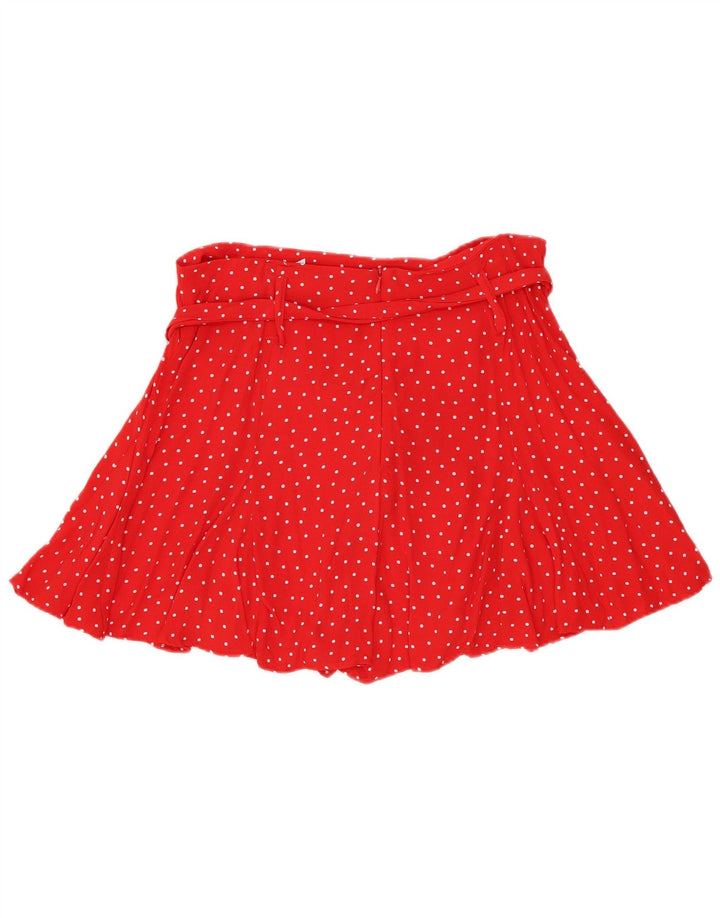 Zara Femme Mini Jupe Moyenne W28 Rouge Spotted Viscose