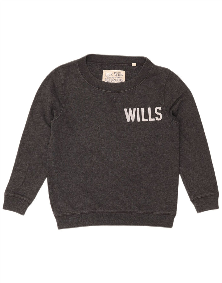 JACK WILLS Sweat-shirt surdimensionné graphique pour femme UK 8 Small Gris