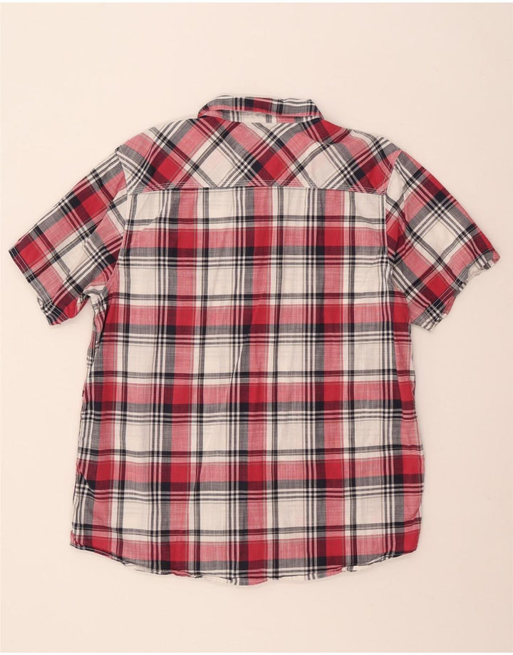 Weird Fish Chemise à manches courtes pour homme en coton à carreaux rouges
