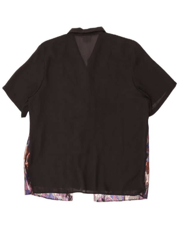 C&A Chemisier coupe décontractée à motif abstrait pour femme UK 16 Large Noir