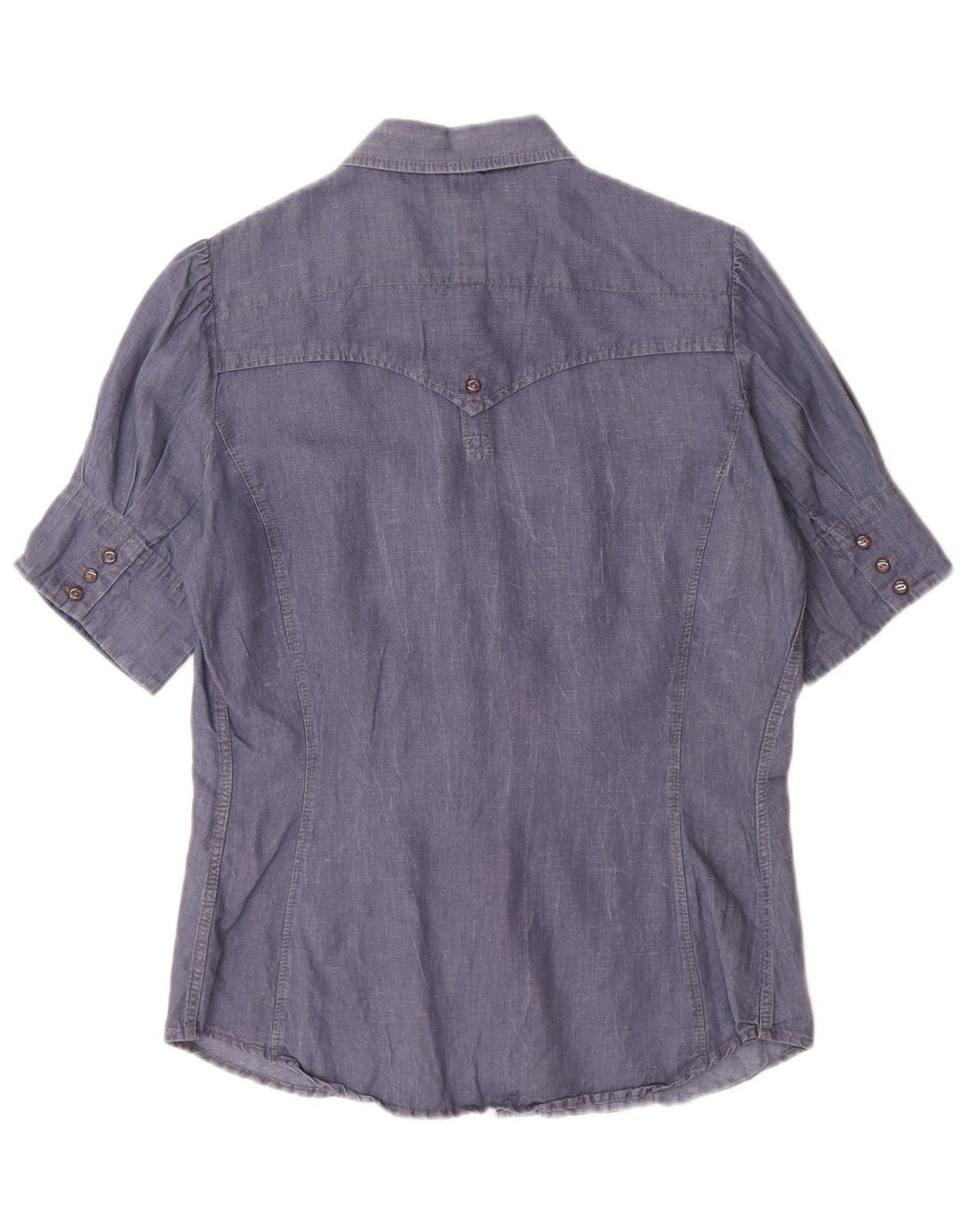 Levi's Chemise à Manches Courtes Femme UK 14 Large Bleu Coton