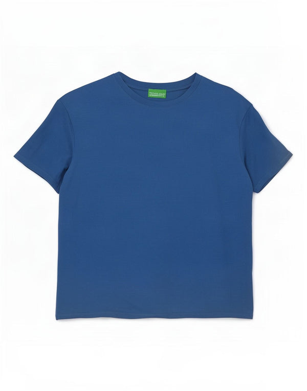 Benetton T-Shirt Femme Top UK 16 Large Bleu