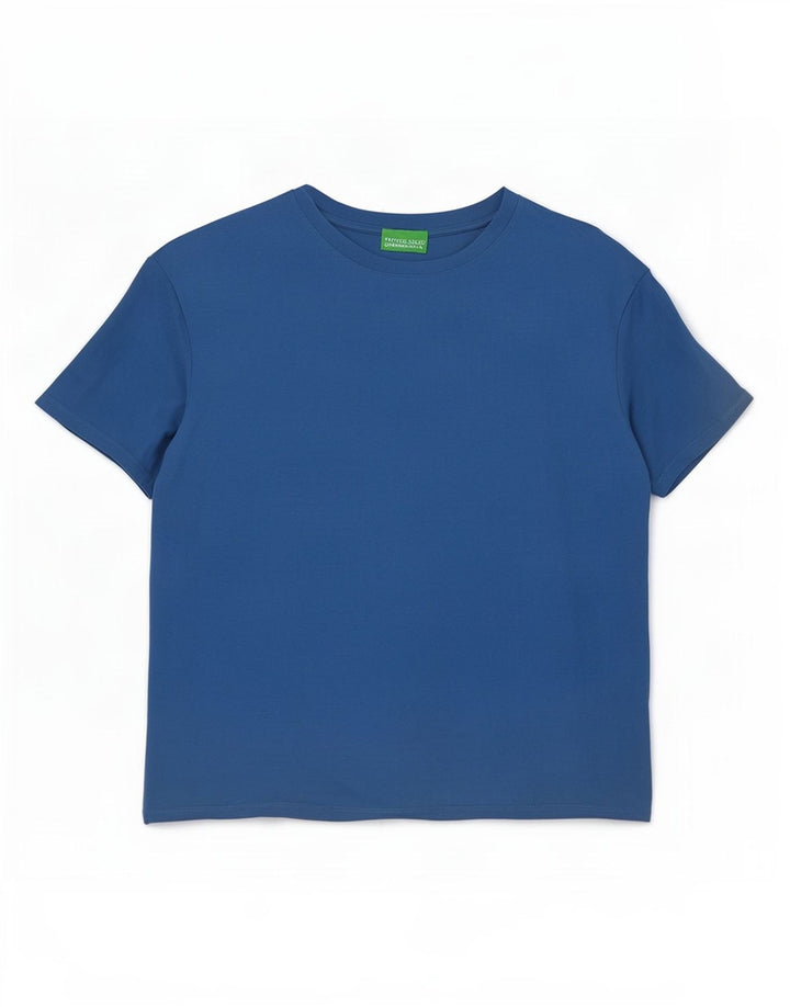 Benetton T-Shirt Femme Top UK 16 Large Bleu