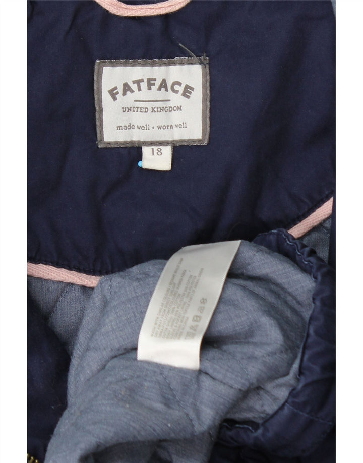 Fat Face Parka à capuche pour femme UK 18 XL Bleu marine Coton