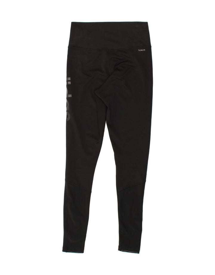 ADIDAS Womens Climalite Graphic Leggings UK 8/10 Small  Black Polyester Vintage Adidas and Second-Hand Adidas from Messina Hembry 