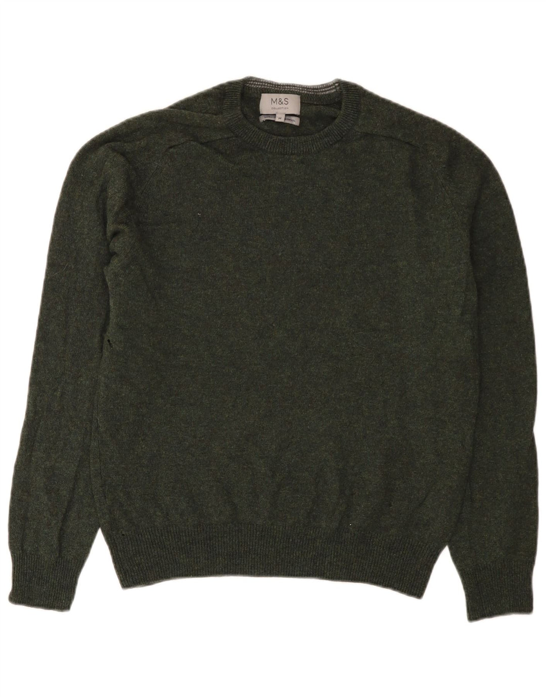 Marks & Spencer Pull col rond homme en laine vert moyen
