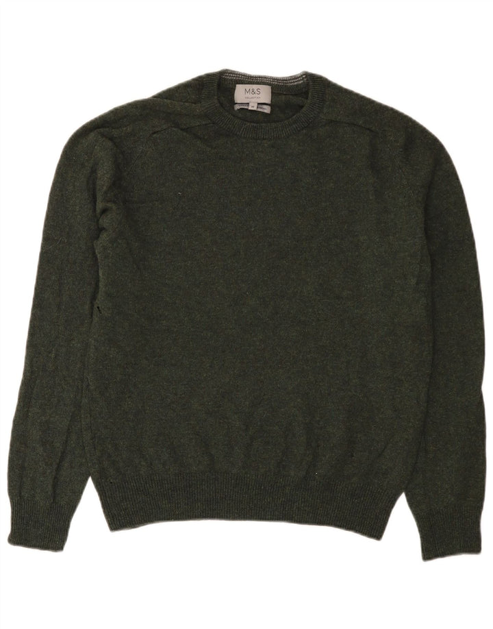 Marks & Spencer Pull col rond homme en laine vert moyen