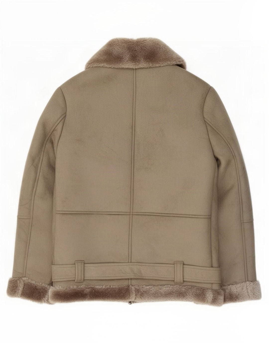 Topshop Veste de motard Sherpa surdimensionnée pour femme UK 6 XS Gris Polyester