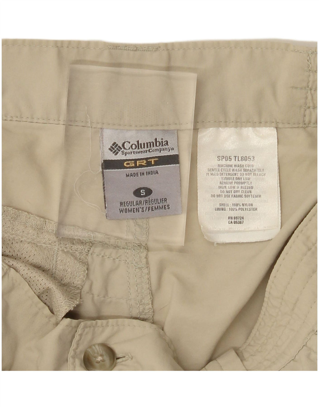 COLUMBIA Pantalon Cargo Droit Femme Petit W27 L30 Nylon Beige
