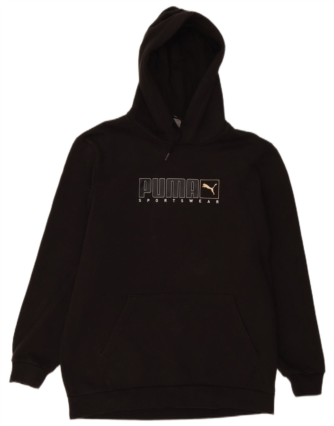 PUMA Pull à capuche graphique pour hommes, grand, en coton noir