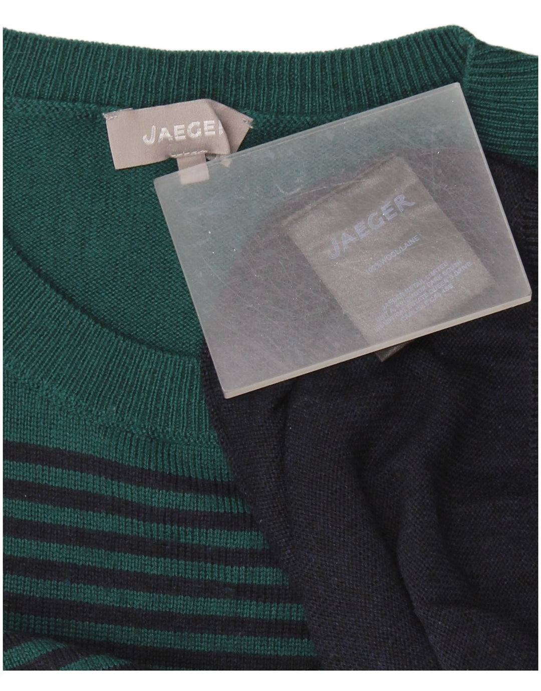 Jaeger Pull à col rond pour homme en laine color block bleu marine