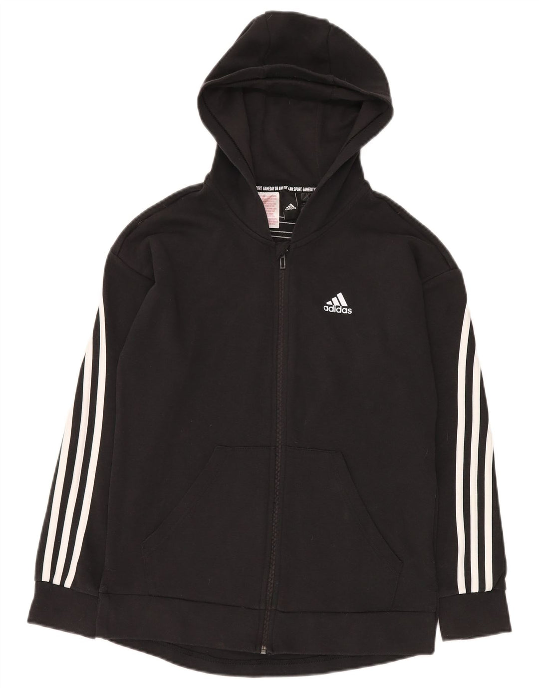ADIDAS Pull à capuche coupe ample avec fermeture éclair pour garçon 14-15 ans Noir Coton