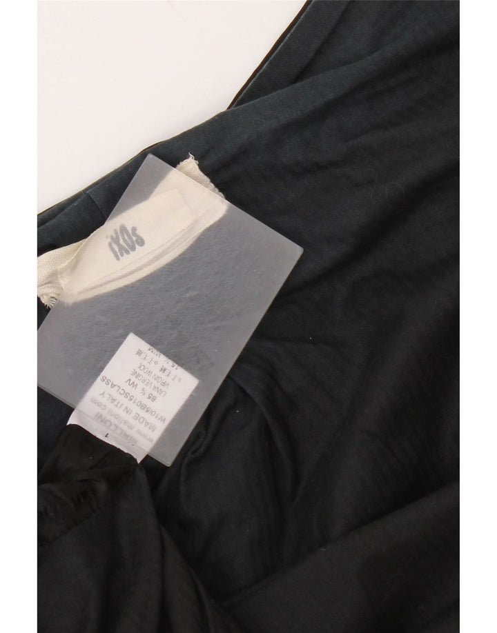 vintage Womens Open Overcoat UK 10 Petite laine vierge noire