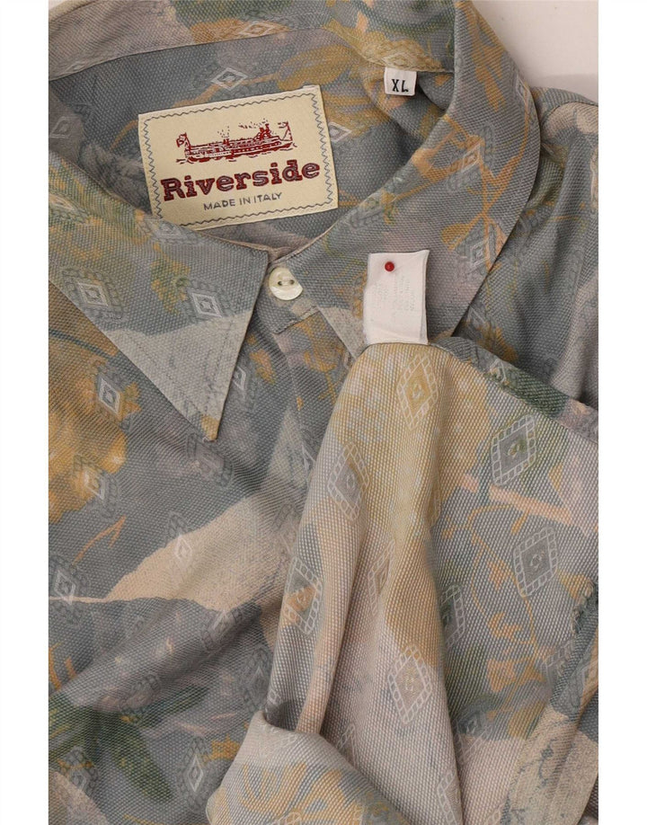Chemise coupe régulière vintage pour homme XL Viscose géométrique multicolore