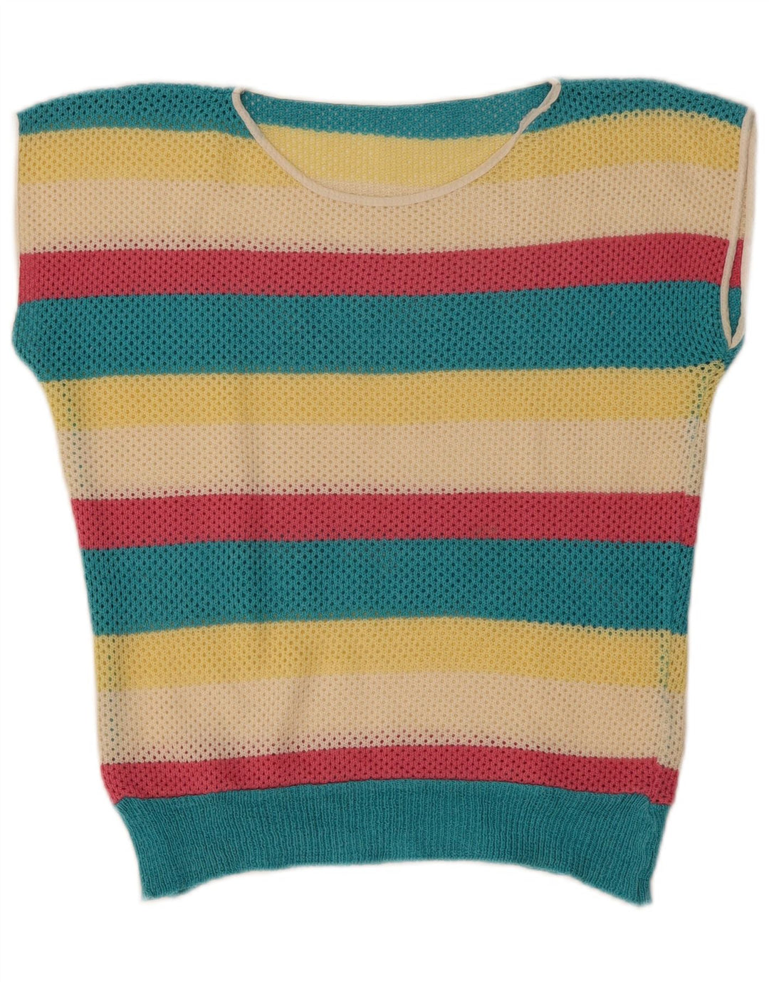 vintage Womens Vest Tank Top UK 12 Moyen Multicolore Rayé
