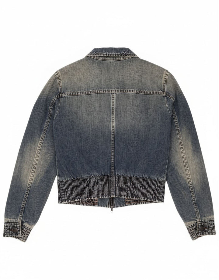 Sisley Veste en jean courte pour femme UK 10 Small Bleu Coton