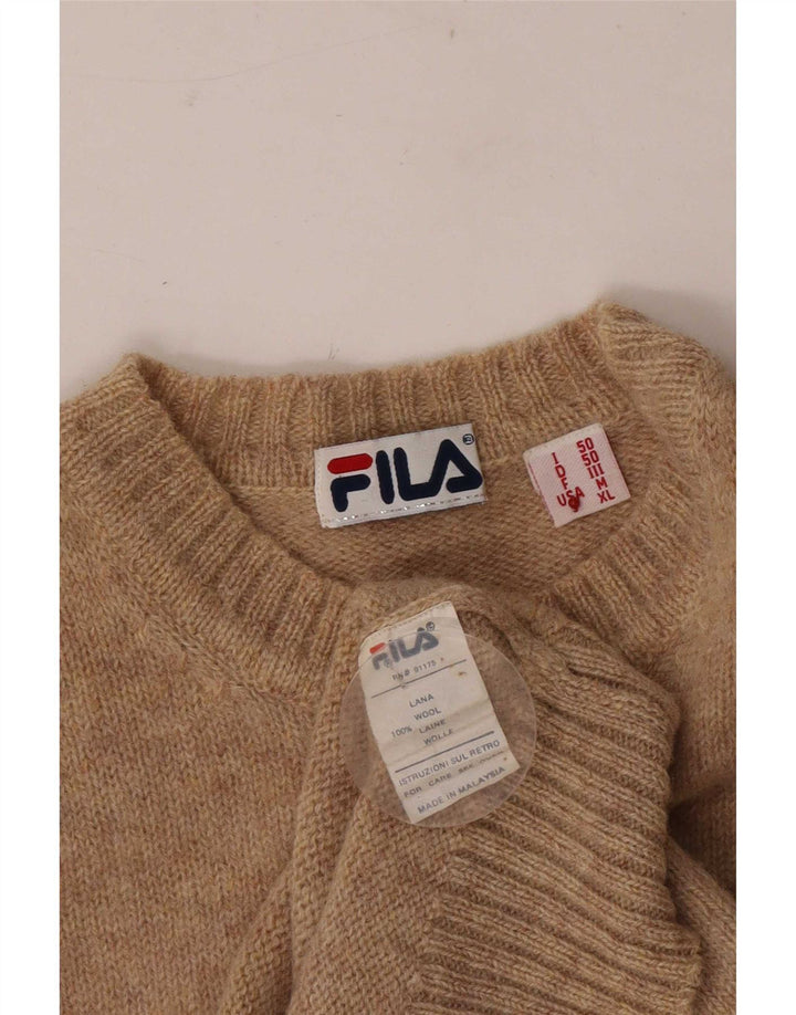 Fila Pull col rond homme IT 50 laine mouchetée marron moyen