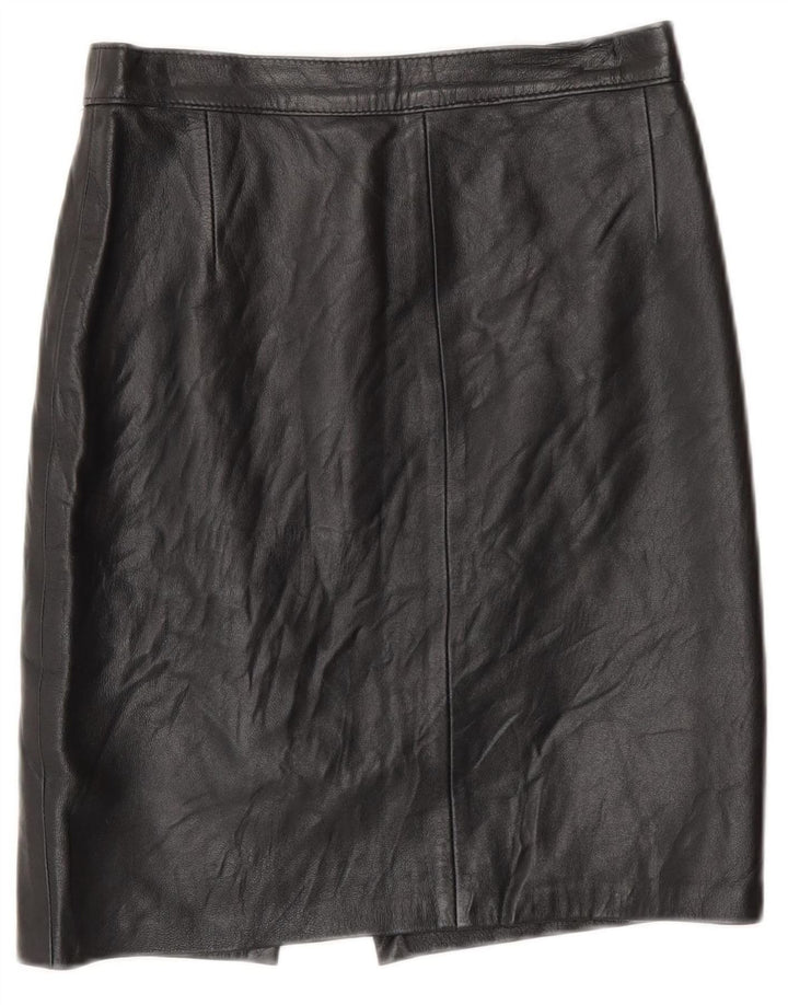 jupe en cuir femme vintage IT 42 Medium W26 Noir