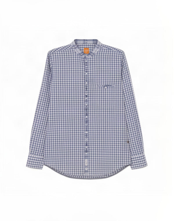 Hugo Boss Chemise en coton vichy bleu moyen