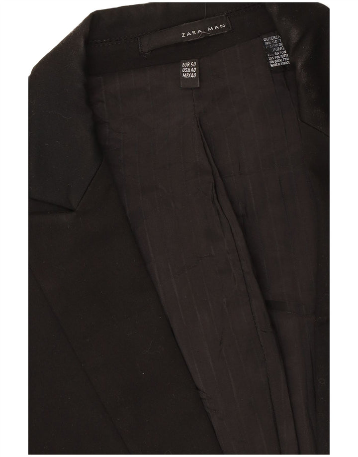 Zara Veste Blazer 1 Bouton Homme EU 50 Coton Noir Moyen