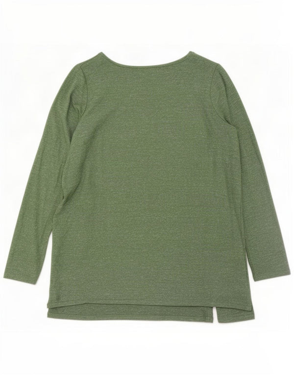 Marks & Spencer Womens Top Long Sleeve UK 16 Large Green Flecked Viscose