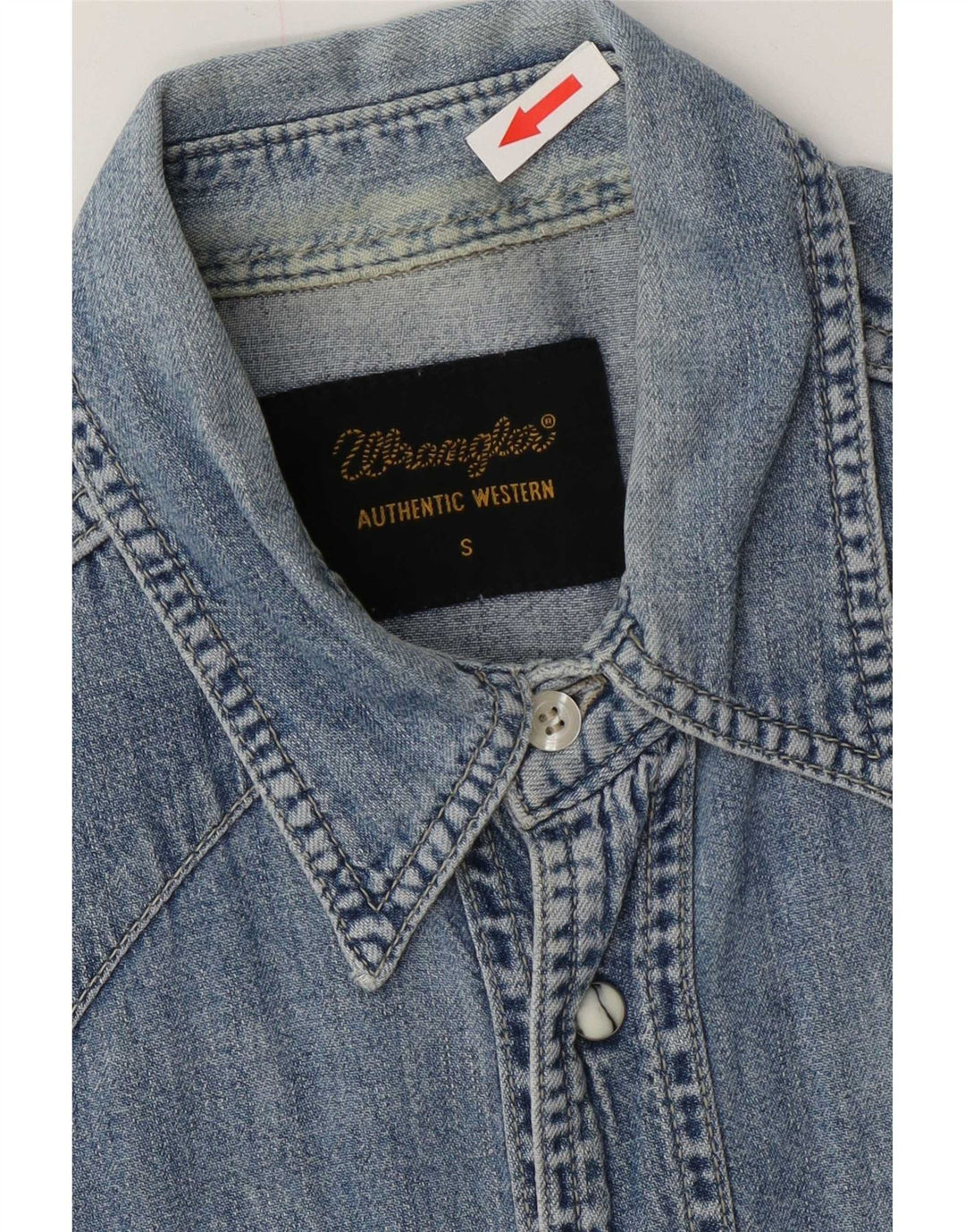 Wrangler Chemise en jean western pour homme Petit coton bleu