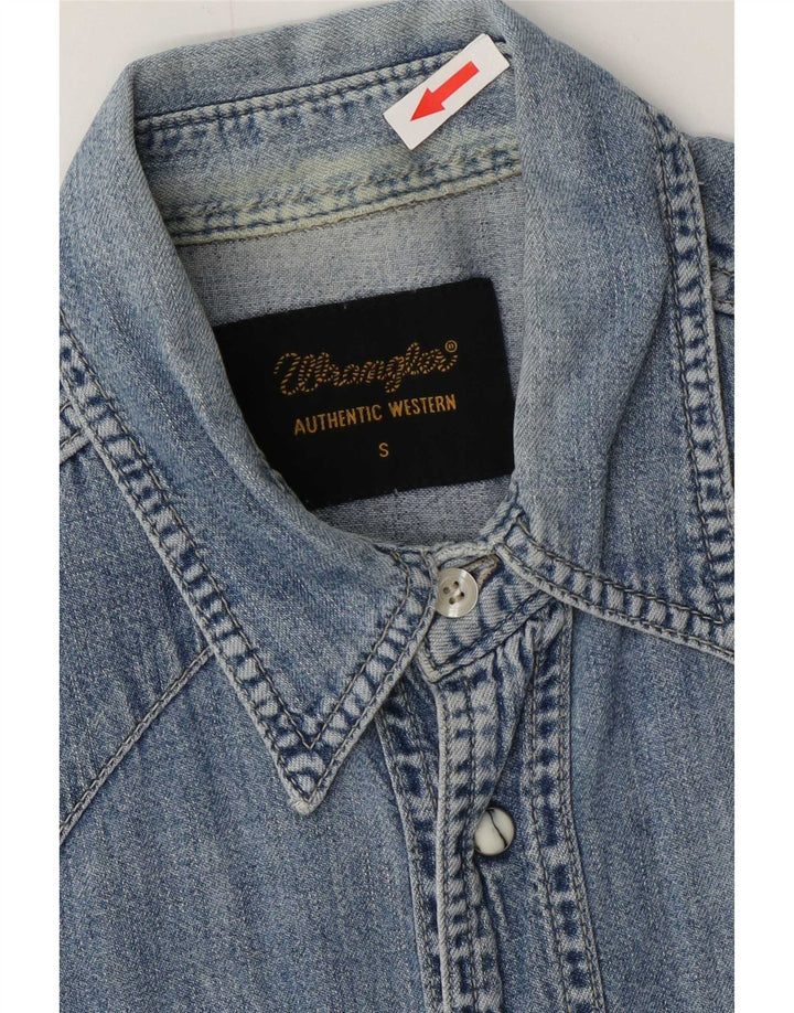 Wrangler Chemise en jean western pour homme Petit coton bleu