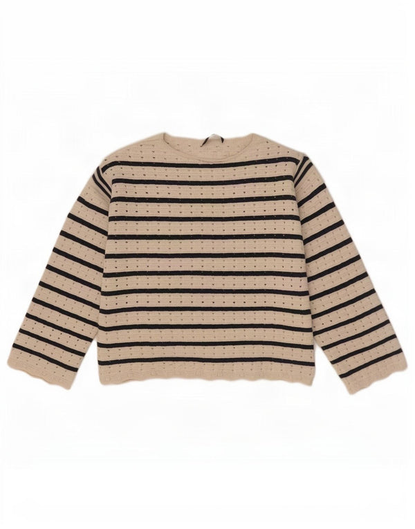 Marks & Spencer Pull ras du cou pour femme UK 12 Medium Blanc rayé