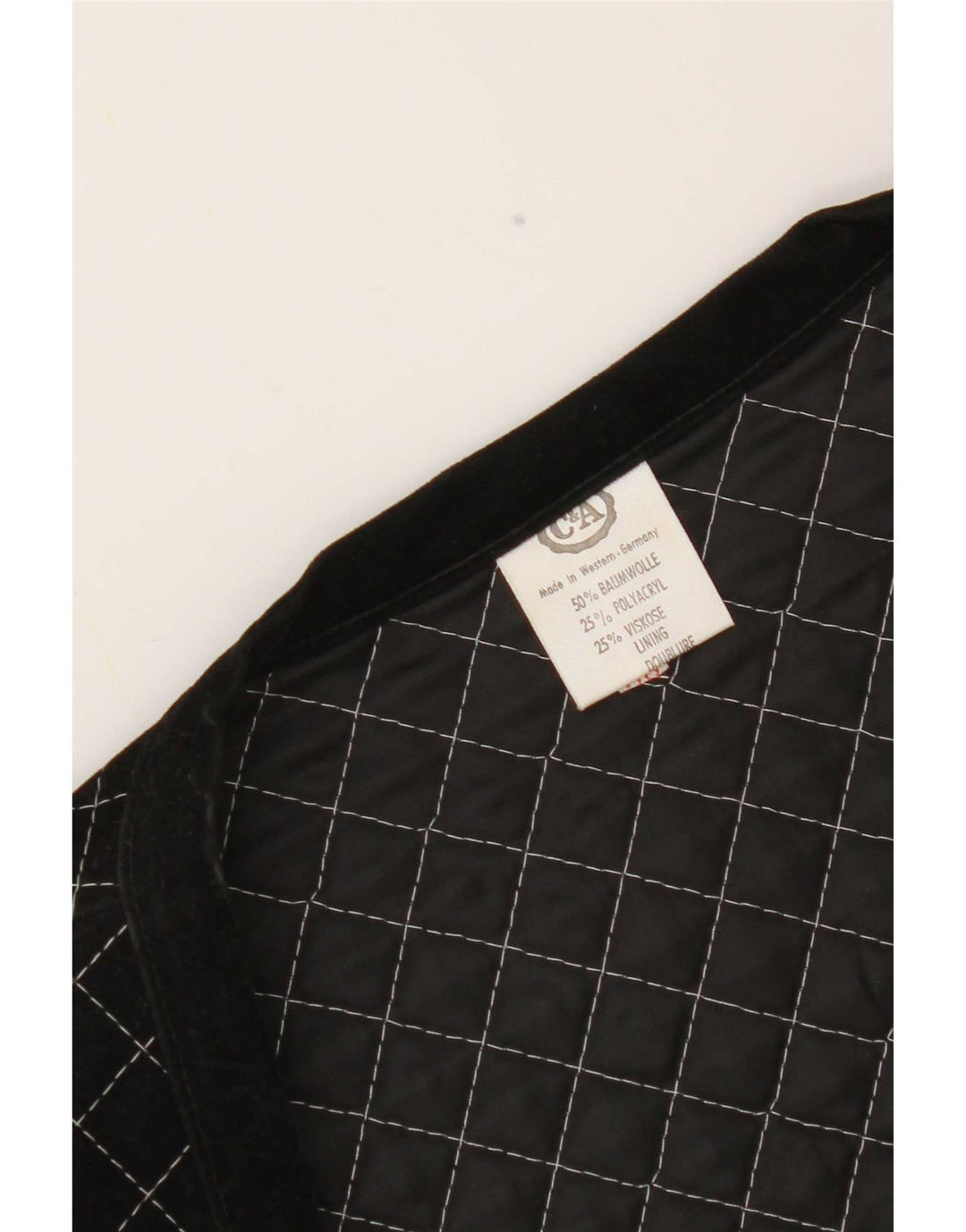 C&A Gilet OPEN Femme EU 38 Coton Noir Moyen à Carreaux