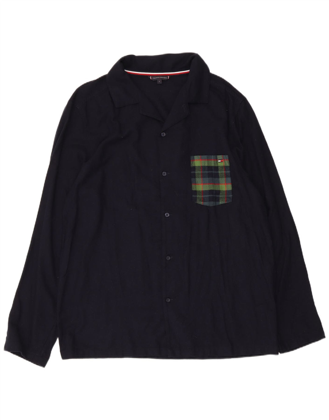 Tommy Hilfiger Chemise Homme Large Bleu Marine Carreaux Viscose