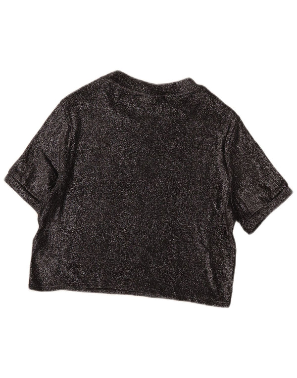 Topshop Chemisier court pour femme UK 44 Large Noir Viscose