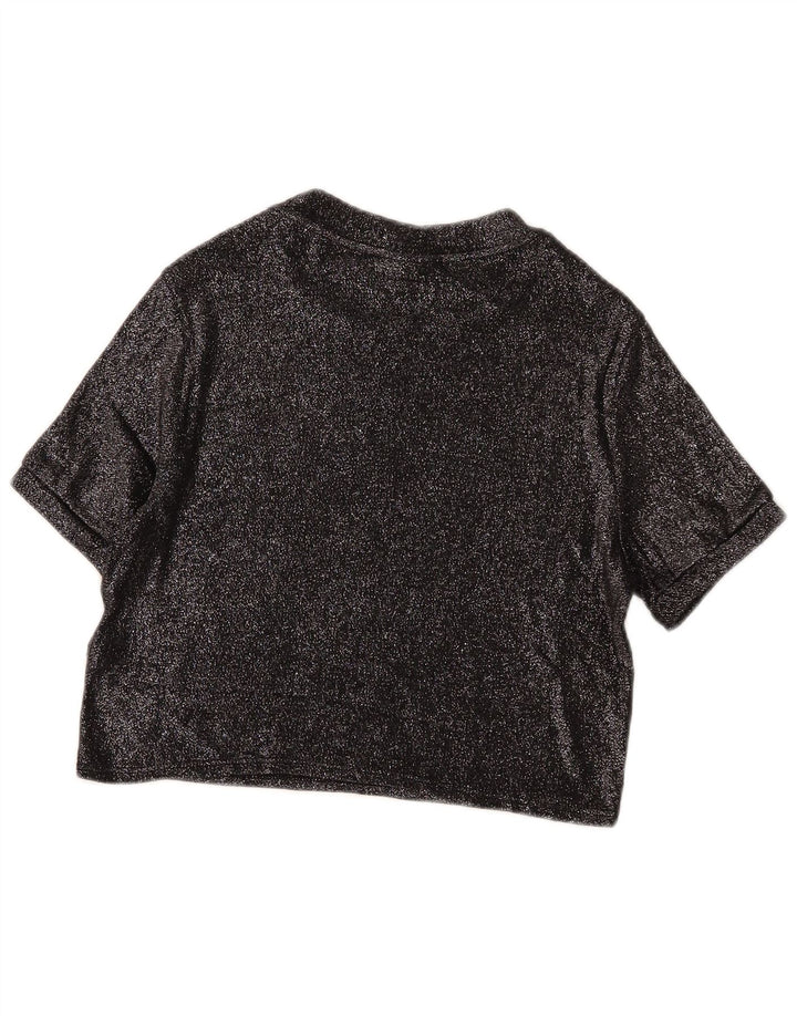 Topshop Chemisier court pour femme UK 44 Large Noir Viscose
