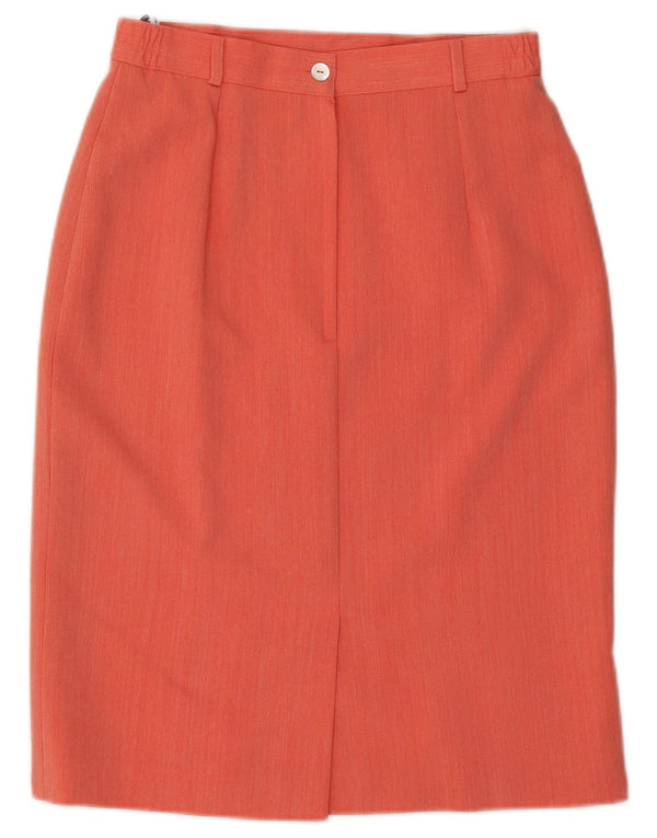 jupe crayon femme vintage UK 12 Medium W28 Orange Wool
