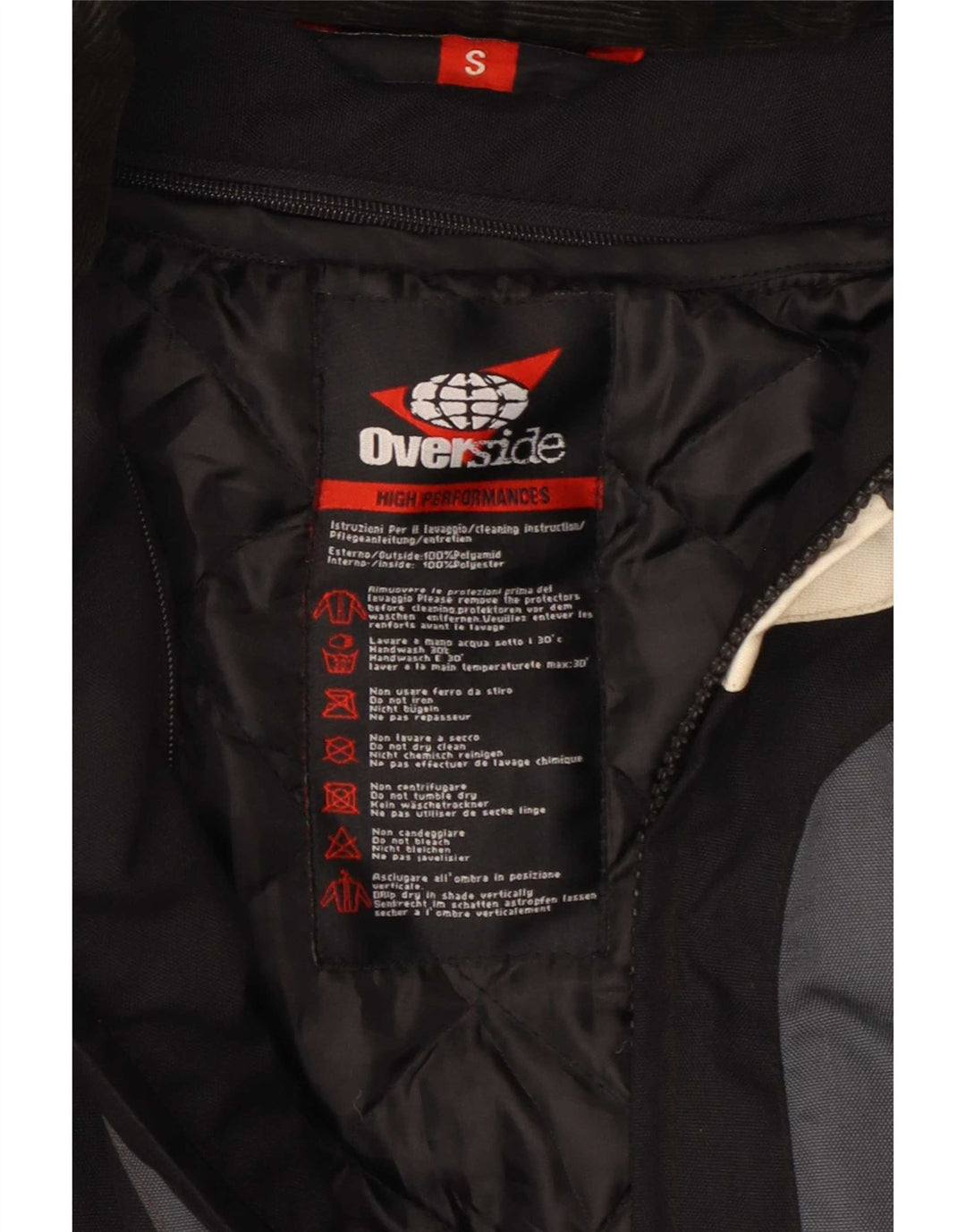 vintage Mens Racer Jacket UK 36 Petit Noir Colourblock Polyamide