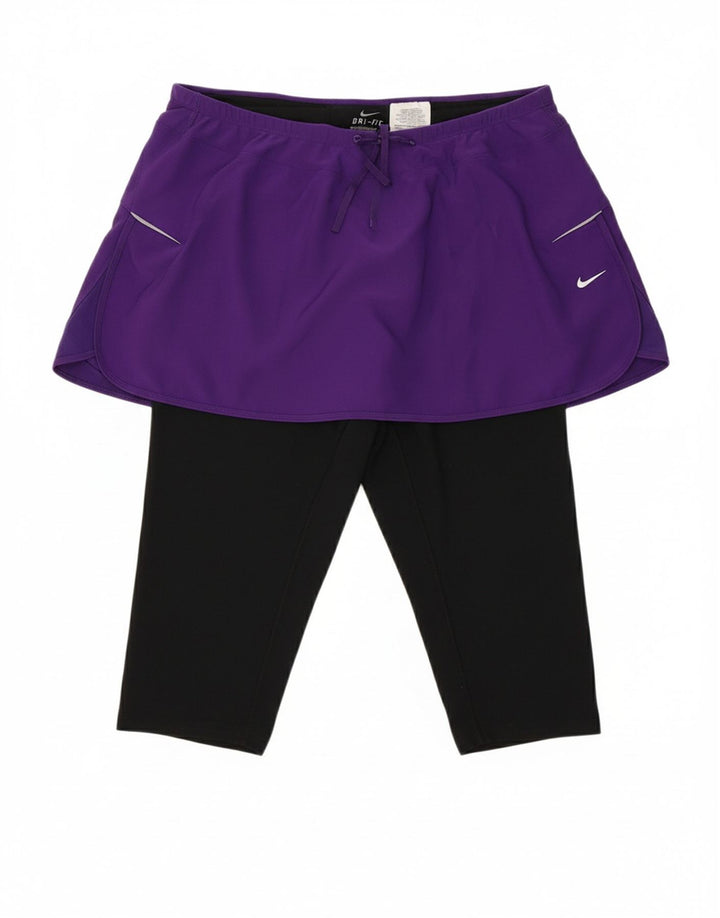 NIKE Womens Dri Fit Skort UK 18 XL Purple Colourblock Polyester