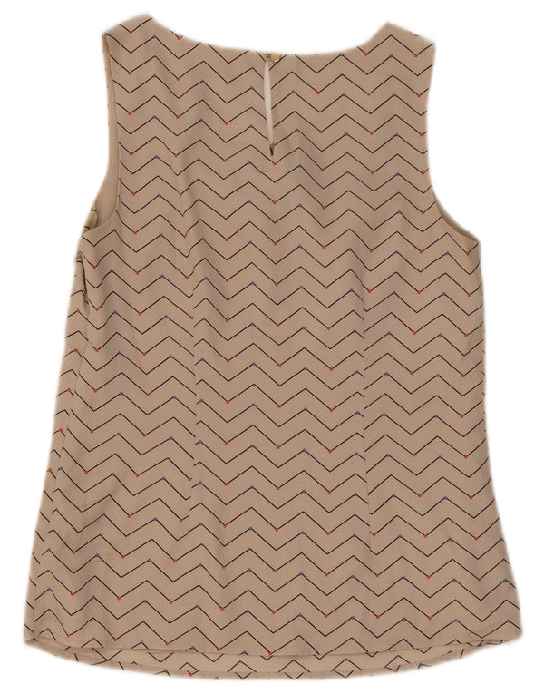 Oasis Chemisier sans manches pour femme UK 10 Petit Beige Géométrique