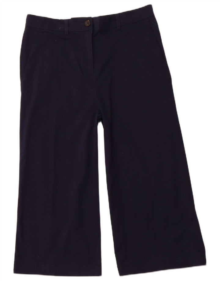 JOULES Pantalon Capri Taille Haute Femme UK 14 Large W32 L21 Bleu Marine