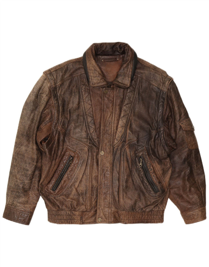 Berto Lucci Veste en cuir pour homme UK 40 Grand cuir marron