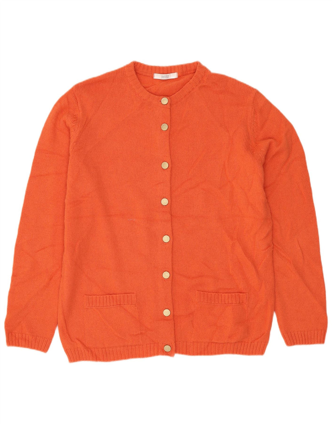 MARKS & SPENCER Pull Cardigan Femme UK 12 Acrylique Orange Moyen