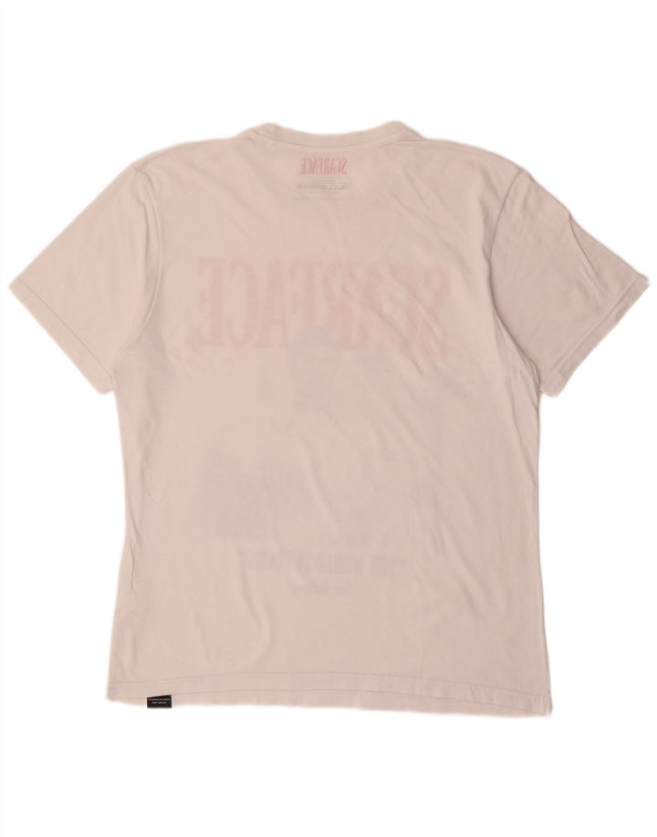 PULL & BEAR T-Shirt Graphique Scarface pour Hommes Grand Blanc Coton