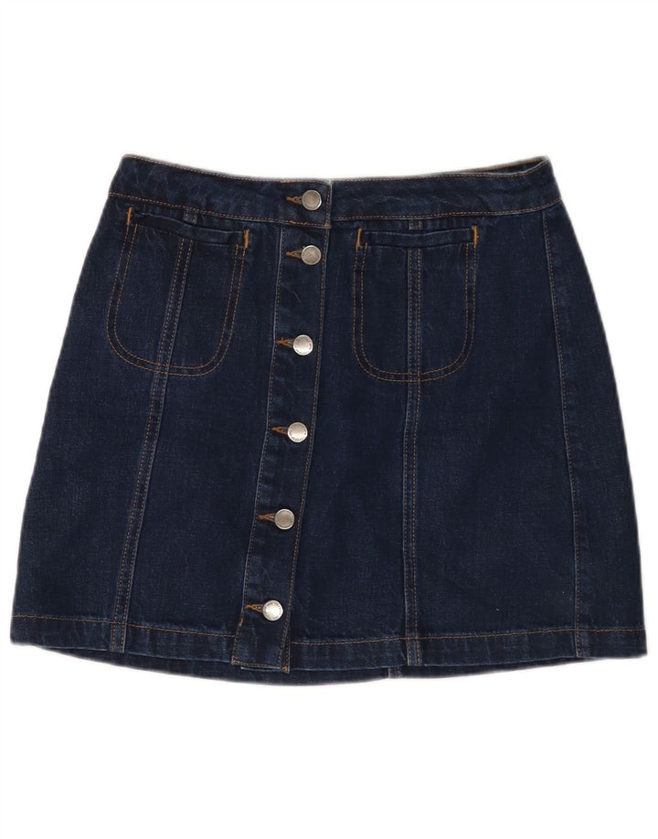 Topshop Femme Mini Jupe En Jean W28 Bleu Marine Moyen Coton