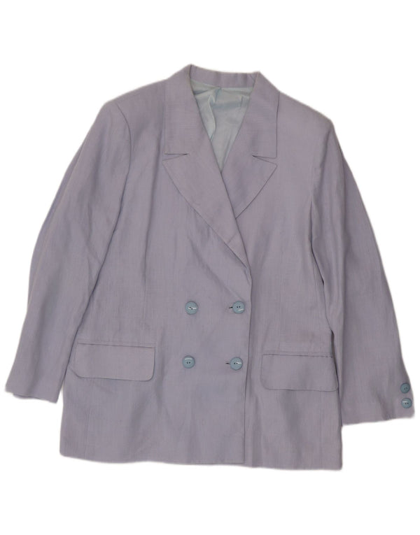 vintage Femme Double Breasted Blazer Veste UK 14 Grand Bleu