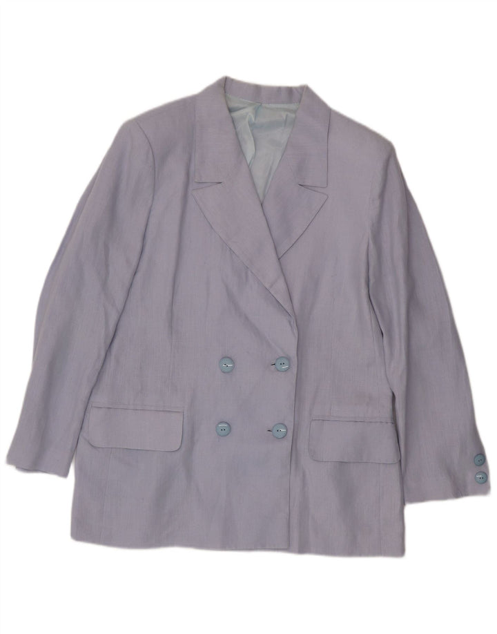 vintage Femme Double Breasted Blazer Veste UK 14 Grand Bleu