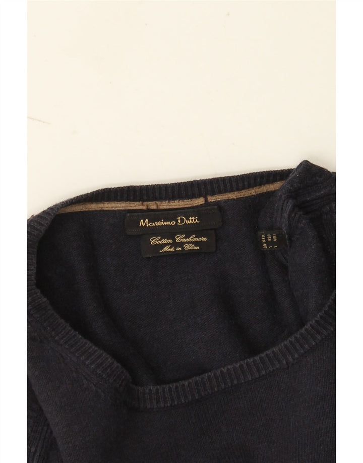 Massimo Dutti Pull à col rond pour homme en coton bleu marine Taille L