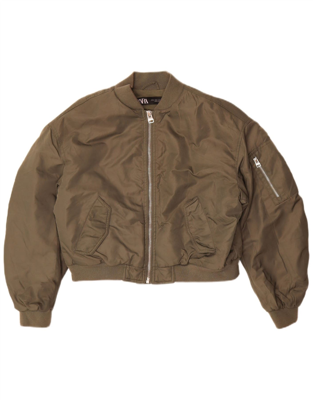 Zara Veste aviateur surdimensionnée pour femme UK 14 Kaki moyen