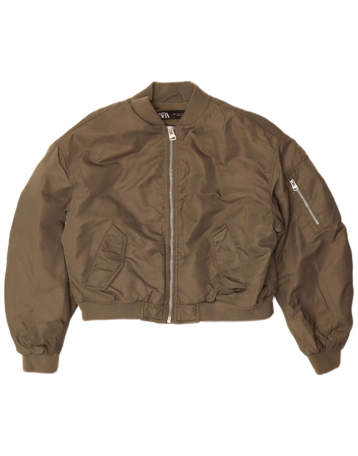 Zara Veste aviateur surdimensionnée pour femme UK 14 Kaki moyen