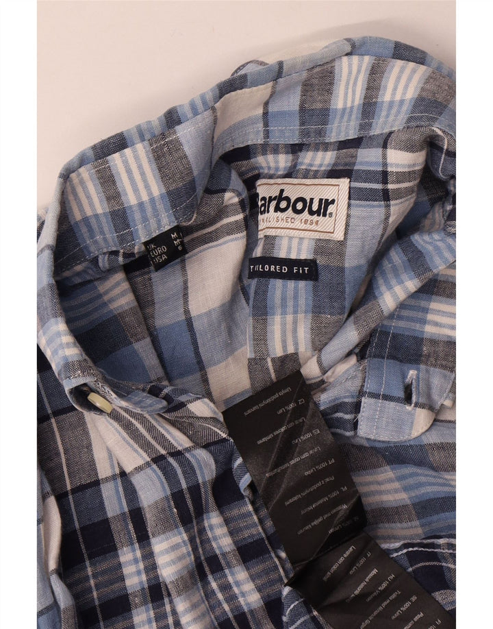BARBOUR Chemise Ajustée Homme Bleu Moyen Carreaux Lin