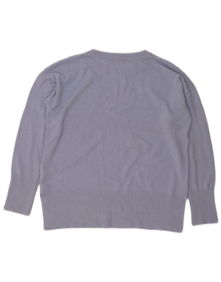 Oasis Pull à col rond pour femme Motif abstrait Bleu moyen UK 14