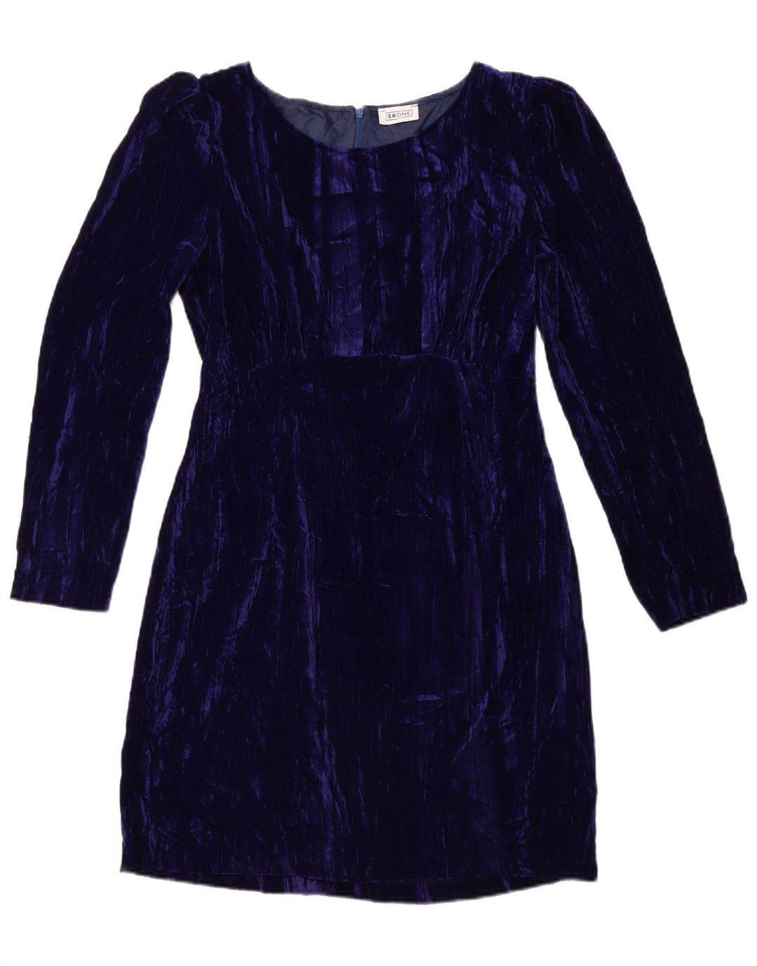 B.ONE Robe fourreau en velours à manches longues pour femme UK 44 Large Bleu Polyester