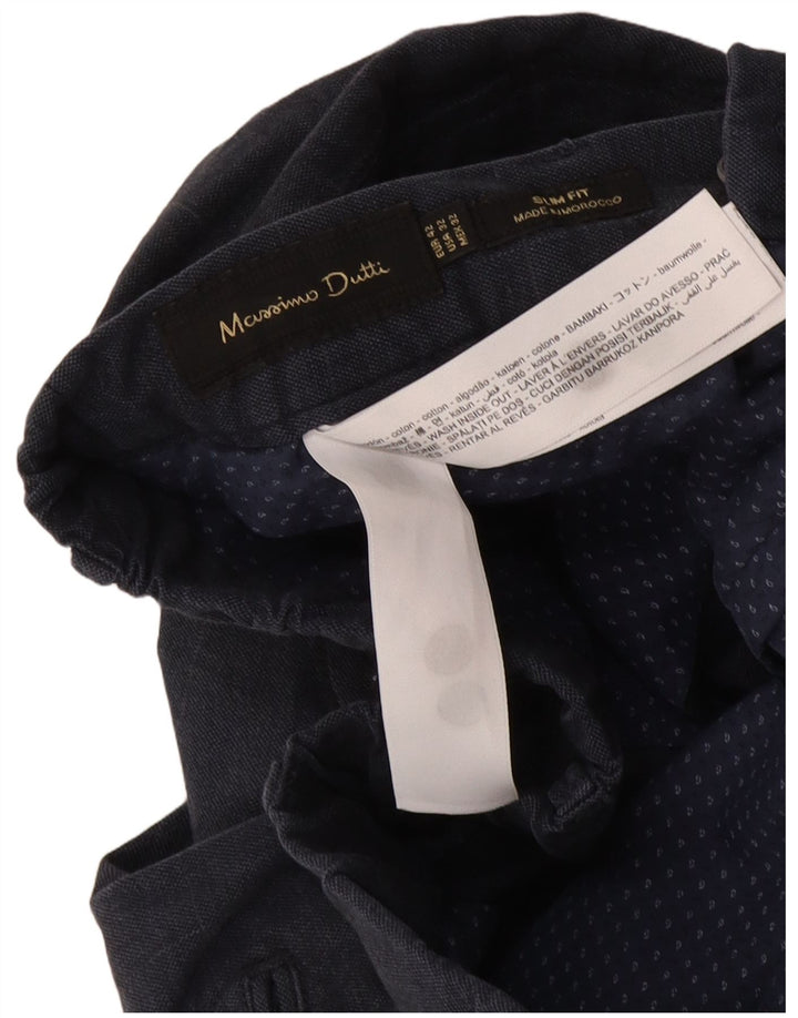 Massimo Dutti Pantalon Chino Homme EU 42 Large W32 L29 Bleu Marine à Carreaux